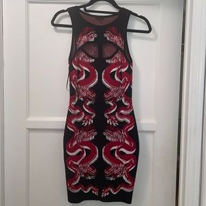 GUESS Tank Dress- (Black/Red/Wht) with Dragon Print/ Size S